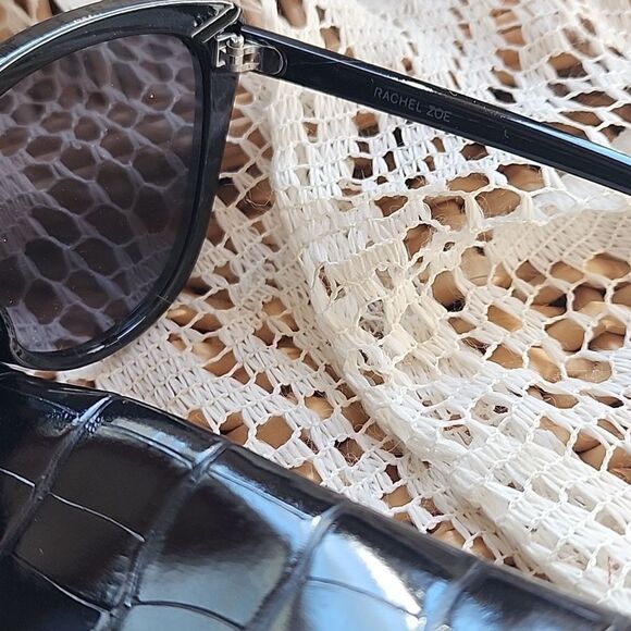 Rachel Zoe Black Sunglasses With Faux Croc Case